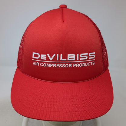Headwear Trucker Hat Red One Size DeVilbiss Air Compressor Mesh Back Snapback