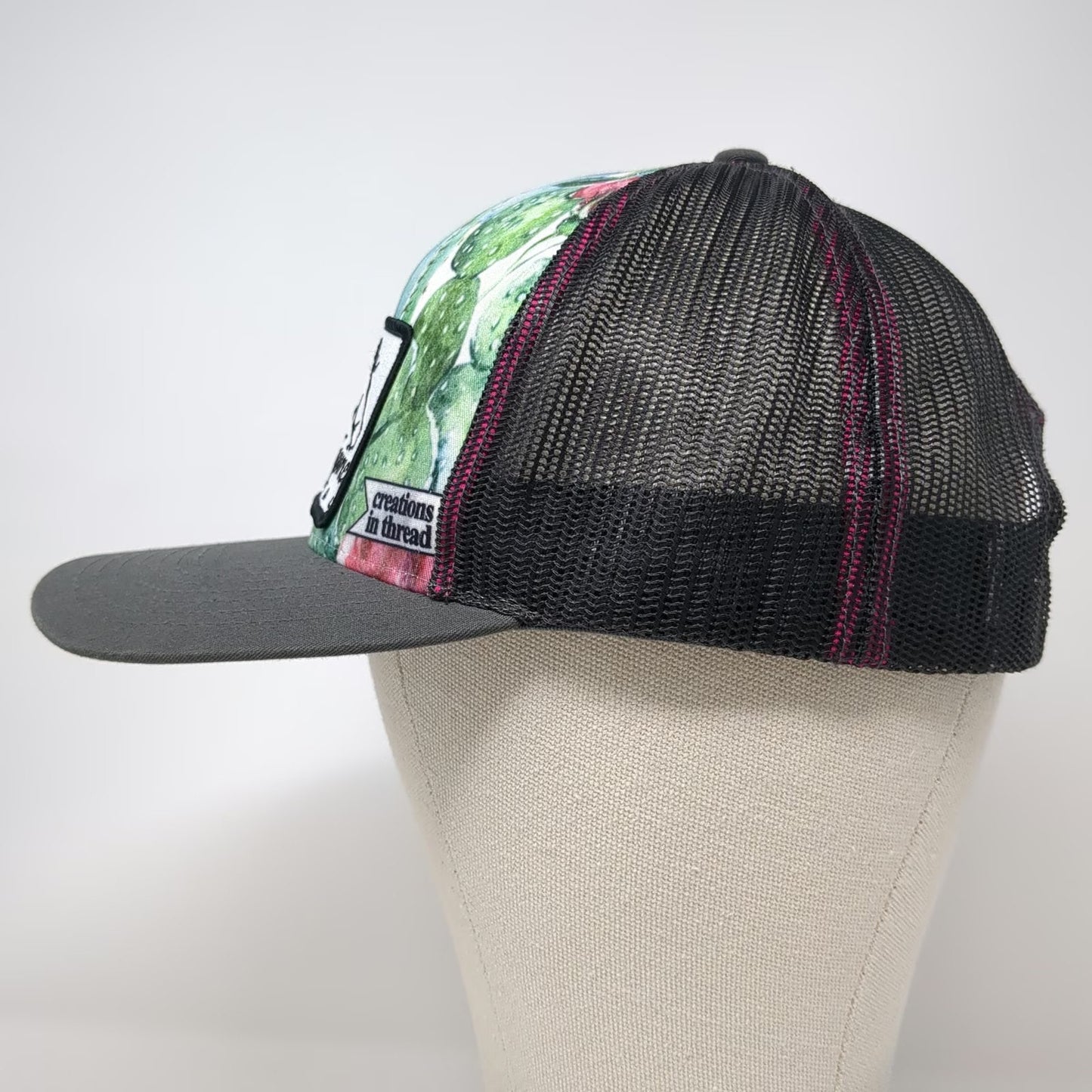 Creations in Thread Trucker Hat Gray One Size Idaho Equine Hospital Floral