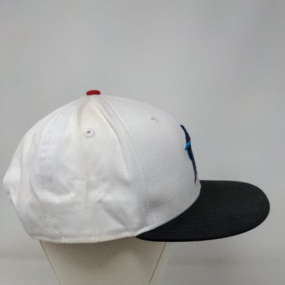 New Era Men's Flat Bill Snapback Hat White OSFM Florida Marlins MLB Cotton