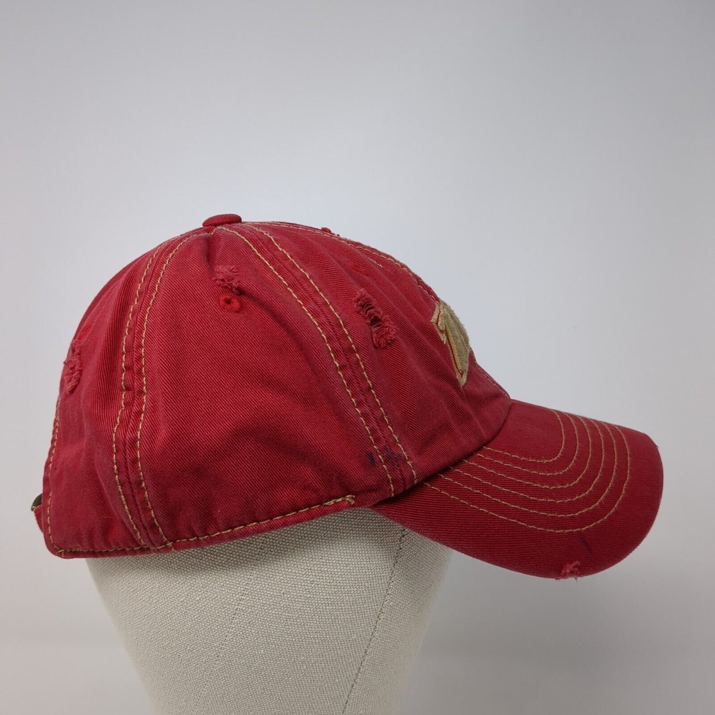 ZAGS Slideback Hat Red OS Adjustable Embroidered Distressed Top of The World