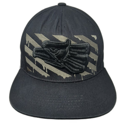 Top Level 5 Panel Black Hat One Size Snapback Eagle MEX Graphic Under Visor