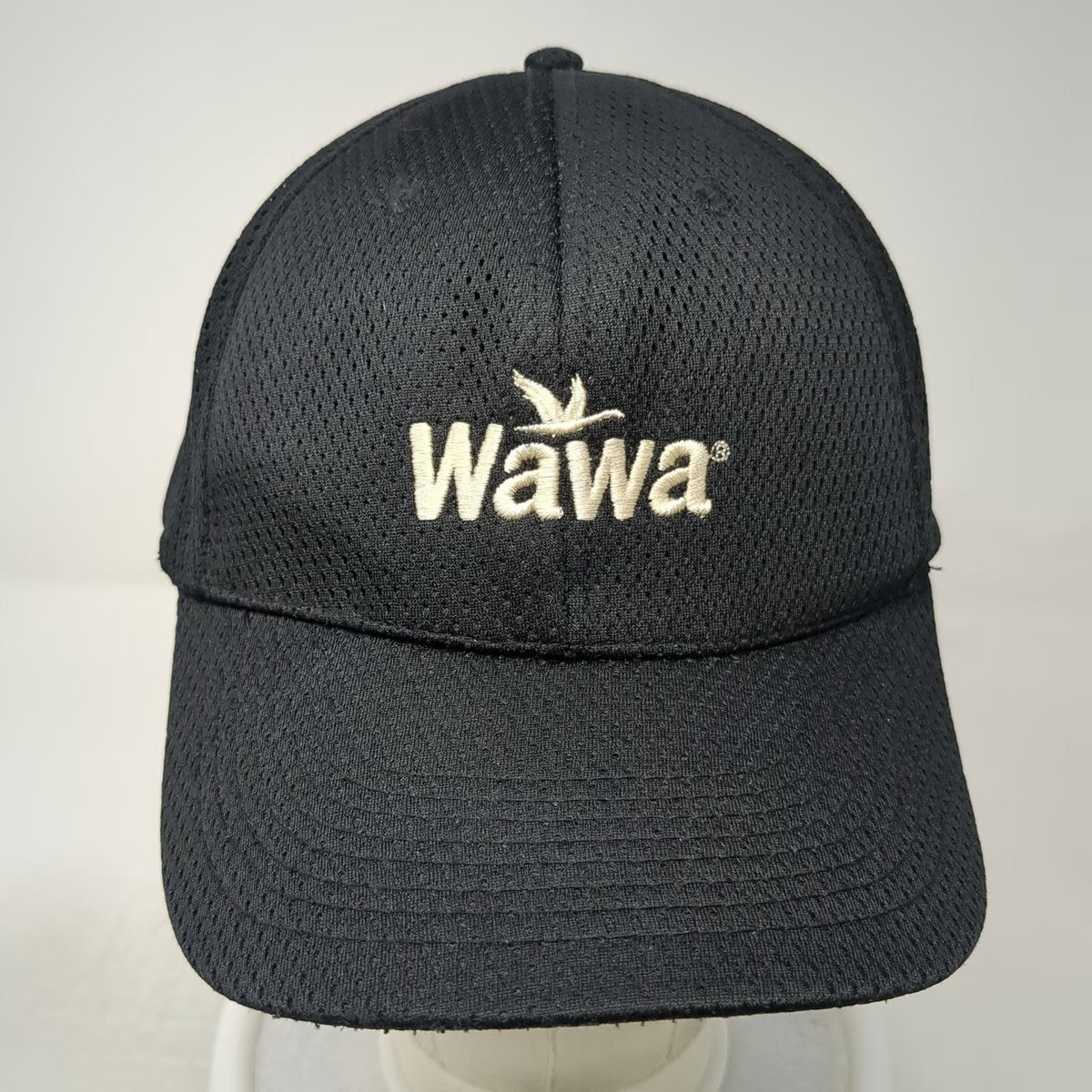 Wawa Baseball Cap Black One Size All Over Mesh Embroidered Logo Strapback Hat