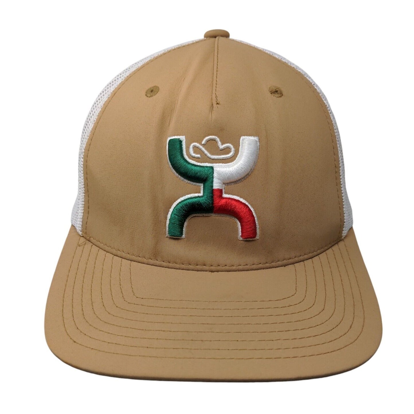 Get Your Hooey Snapback Mesh Back Trucker Hat Tan One Size Embroidered
