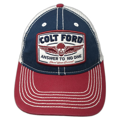Paramount Outdoors Colt Ford Trucker Hat Blue Red White OSFM Winged Skull Mesh