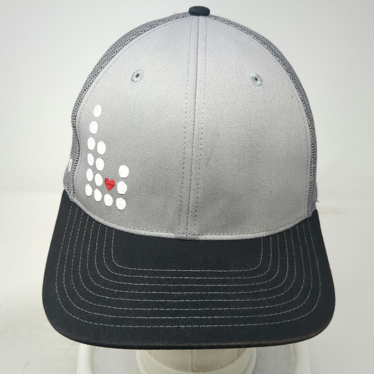 Richardson Trucker Hat Gray One Size Mesh Back Snapback Bank of Idaho Heart Logo