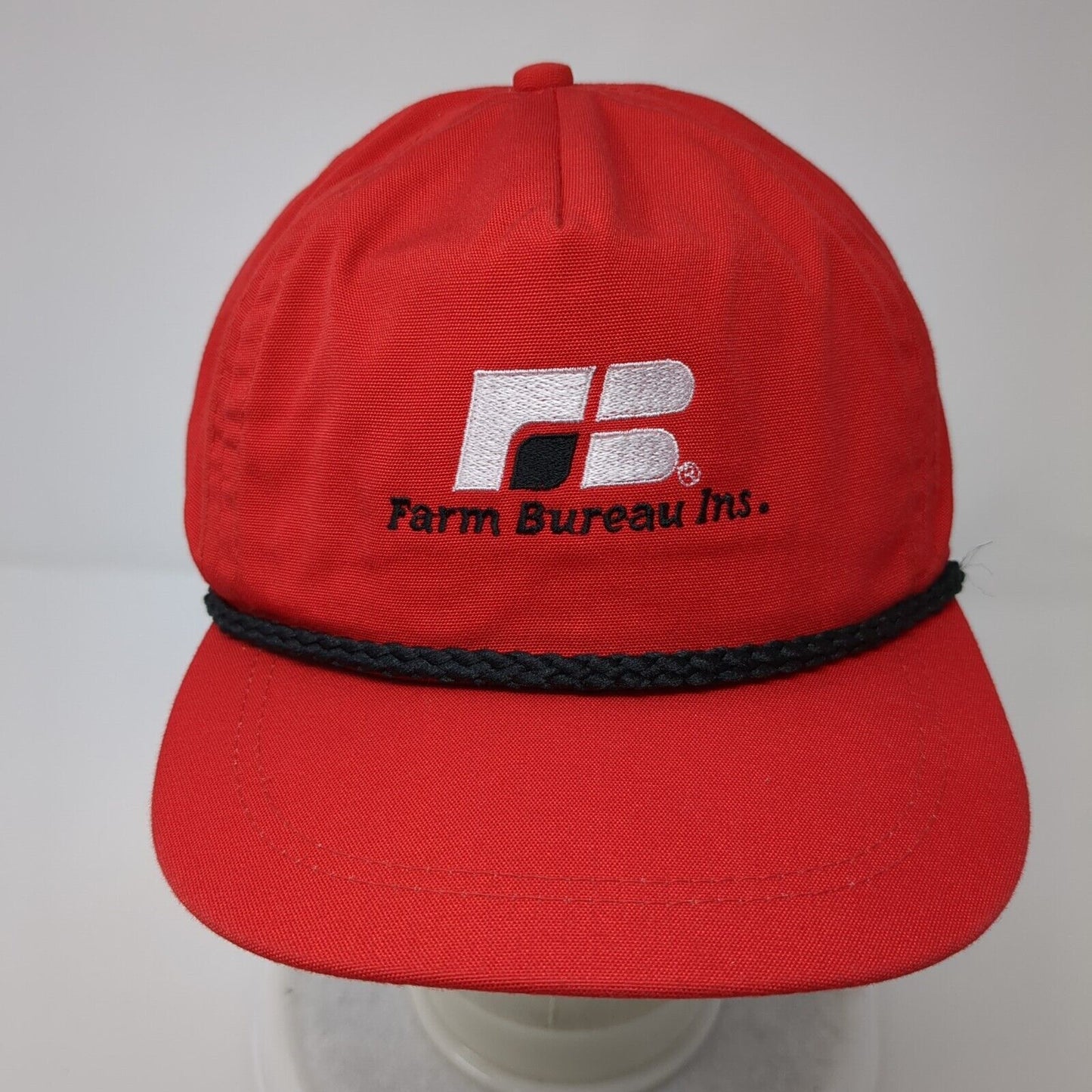 Farm Bureau Ins. Slideback Rope Hat Red OSFA Leather Strap Imperial