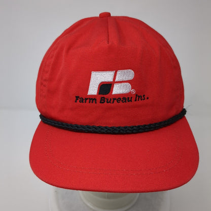 Farm Bureau Ins. Slideback Rope Hat Red OSFA Leather Strap Imperial