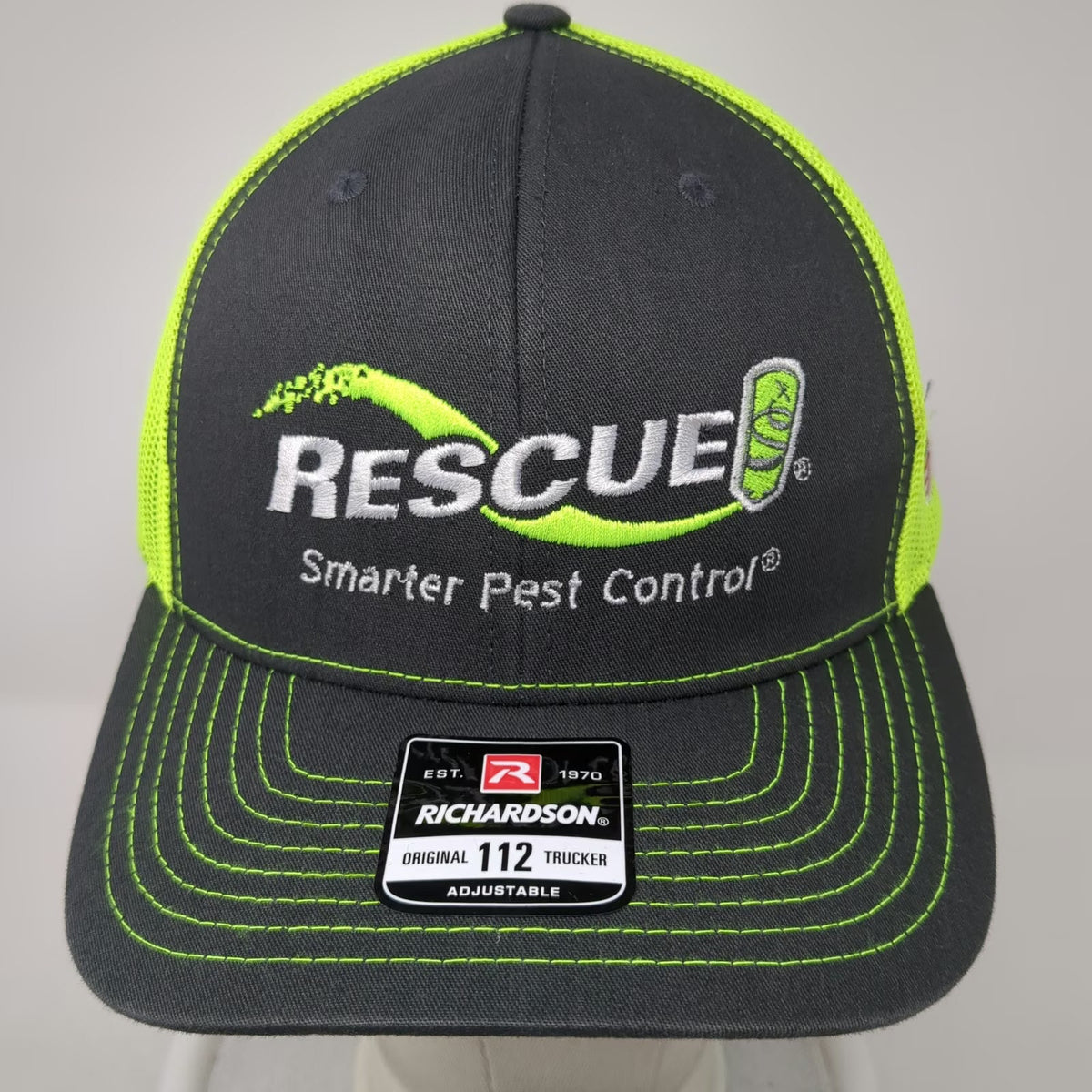 Richardson Trucker Hat Gray Yellow One Size Smarter Pest Control American Flag