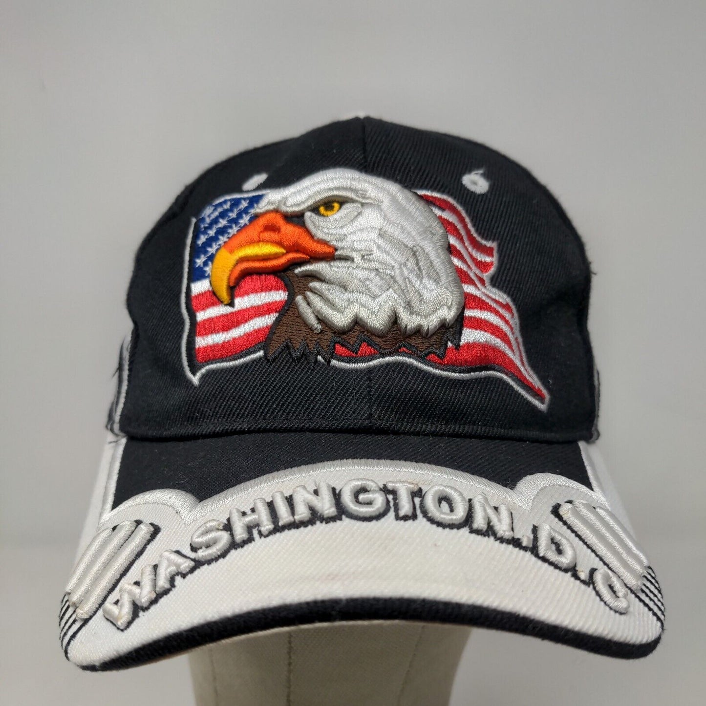 City Hunter Men's Strapback Hat Black Washington DC Bald Eagle Patriotic