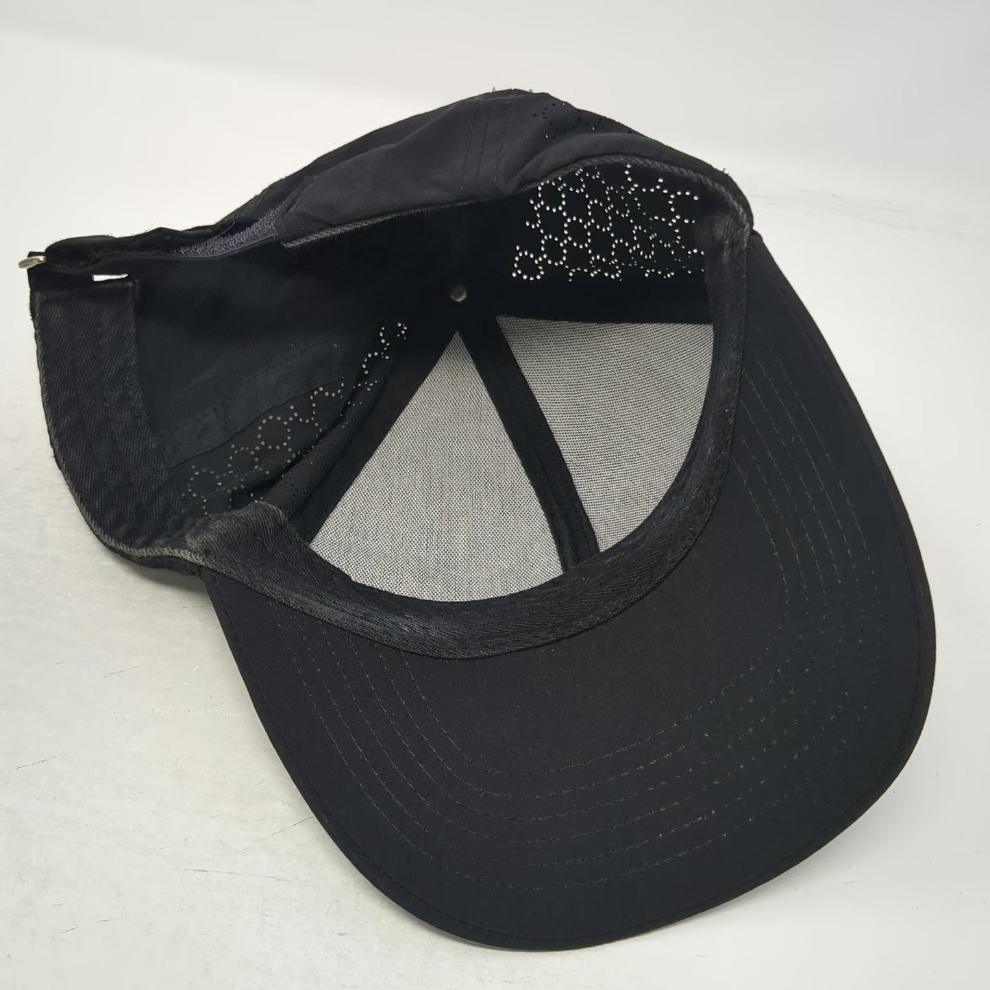 Athleta Baseball Cap Black One Size Hat Performance Laser Cut Strapback Floral