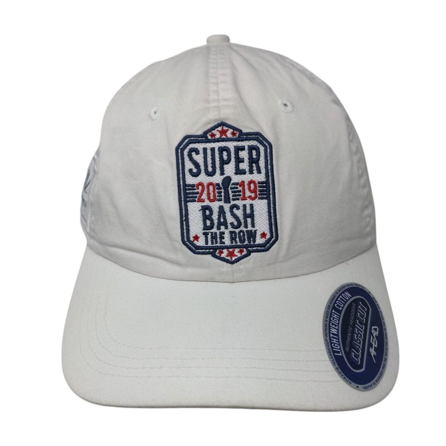 Super Bash The Row 2019 Strapback Hat White Classic Cut Embroidered