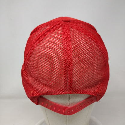Mr. Wizard Auto Body Snapback Trucker Hat Red OSFA Adjustable Mesh Back Nissin