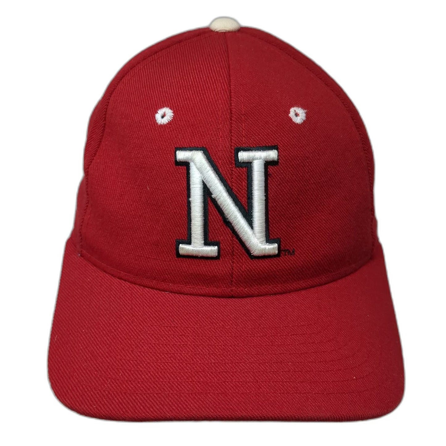 Zephyr Nebraska Huskers NCAA Red 6 7/8 Fitted Cap Wool Blend N Logo Mascot Hat