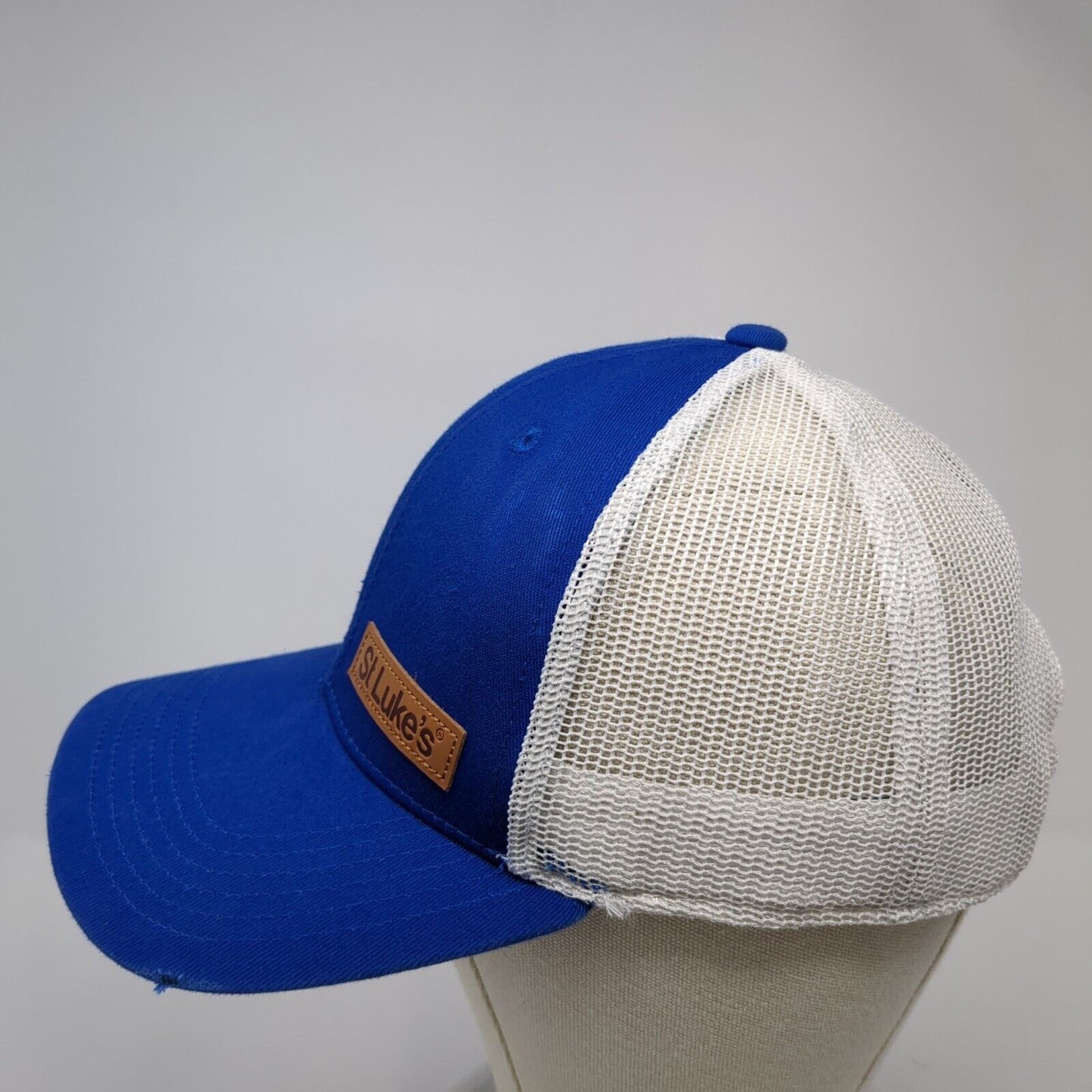 St. Luke's Snapback Trucker Hat Blue One Size Adjustable Patch Mesh Back