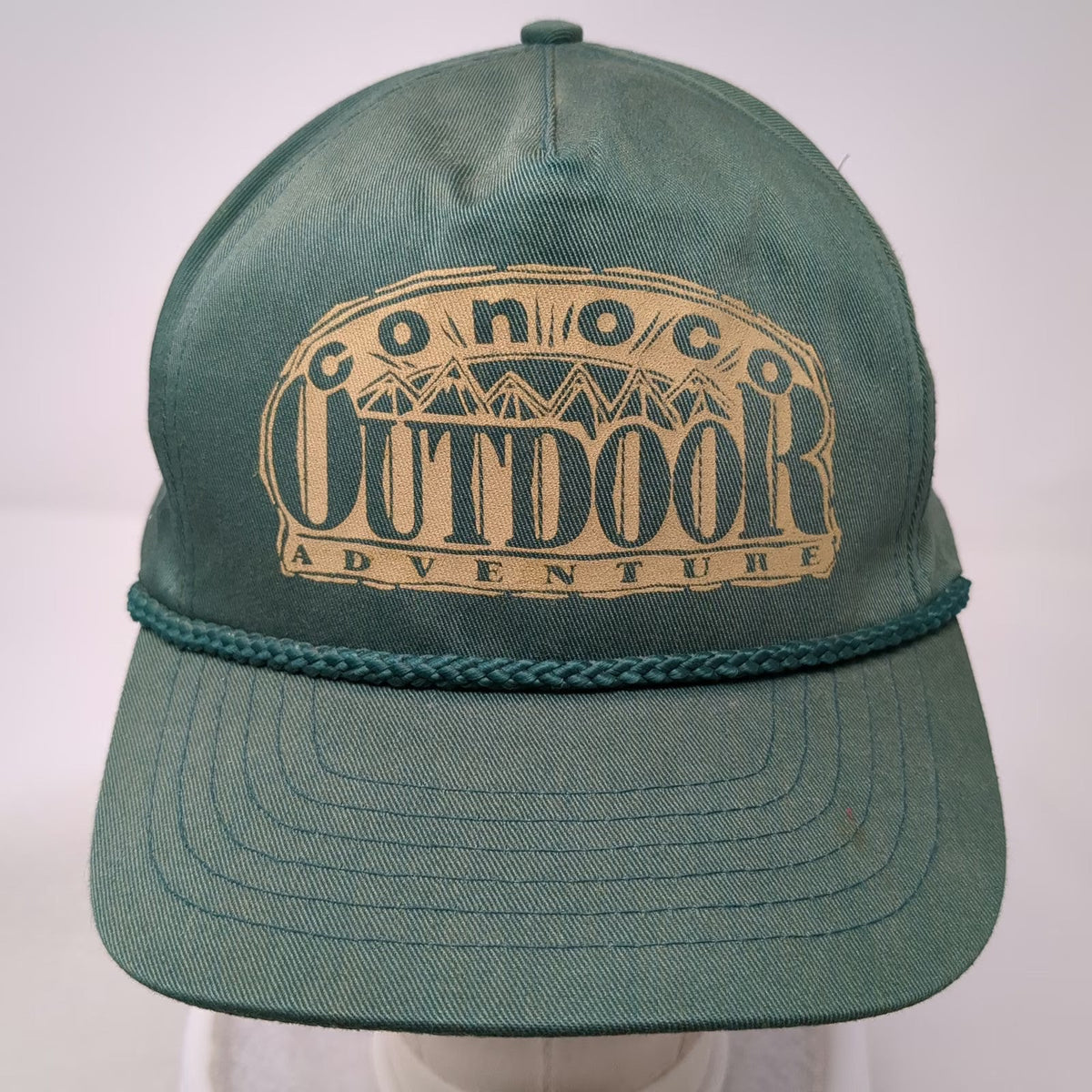 d&D Conoco Outdoor Adventure Green 5 Panel Hat OS Rope Snapback Mountain Vintage