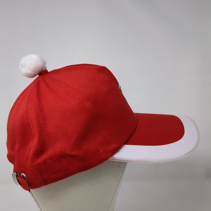 Penguin Christmas Sideback Hat Red One Size Adjustable Pom Pom 6 Panel