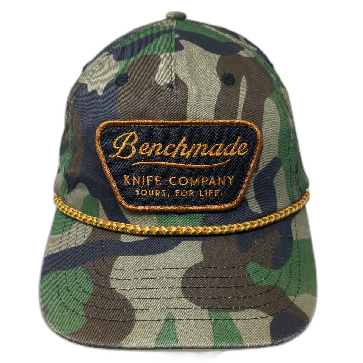 Benchmade 5 Panel Green One Size Hat Knife Company Gold Rope Snapback Camo