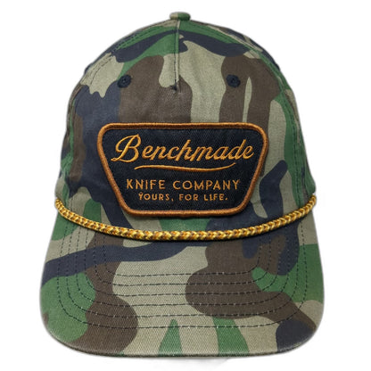 Benchmade 5 Panel Green One Size Hat Knife Company Gold Rope Snapback Camo