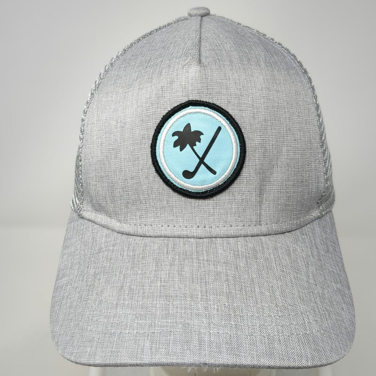 Walter Hagen Trucker Hat Gray One Size Golf Mesh Snapback Palm Tree Logo 5 Panel