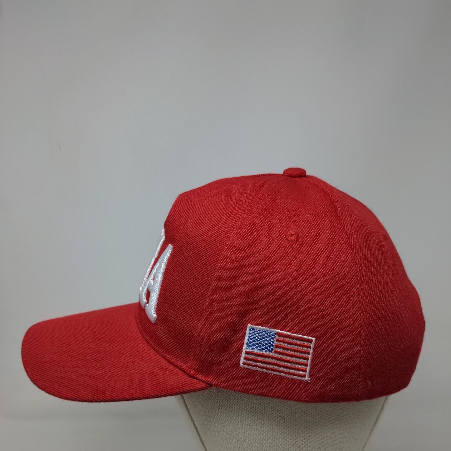 USA Flag Snapback Hat Red One Size Embroidered Adjustable Vent Holes