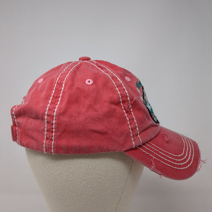 Happy Camper Strapback Hat Pink One Size Adjustable Distressed KB ETHOS Vintage