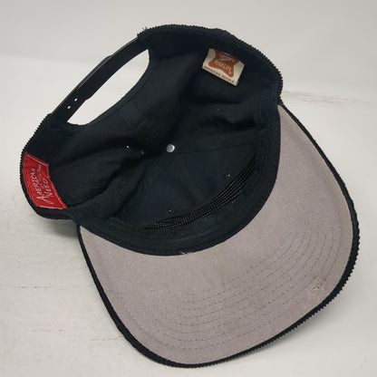 American Needle Miller High Life 5 Panel Black Hat One Size Corduroy Snapback