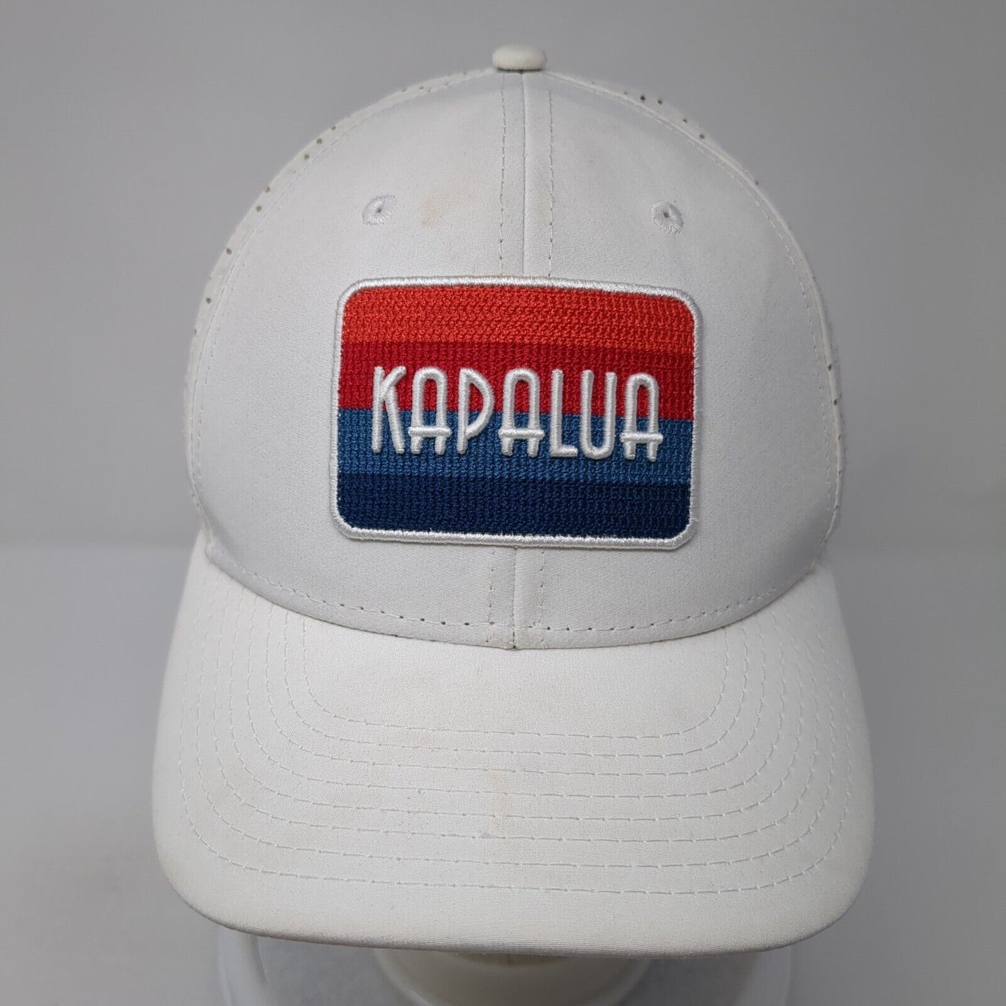 Kapalua Patch Snapback Hat White One Size Adjustable Laser Cut Pukka