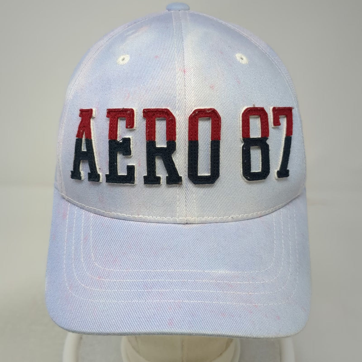 Aeropostale Baseball Cap Blue Size S/M Flexfit AERO 87 Faded Wash Splatter Hat