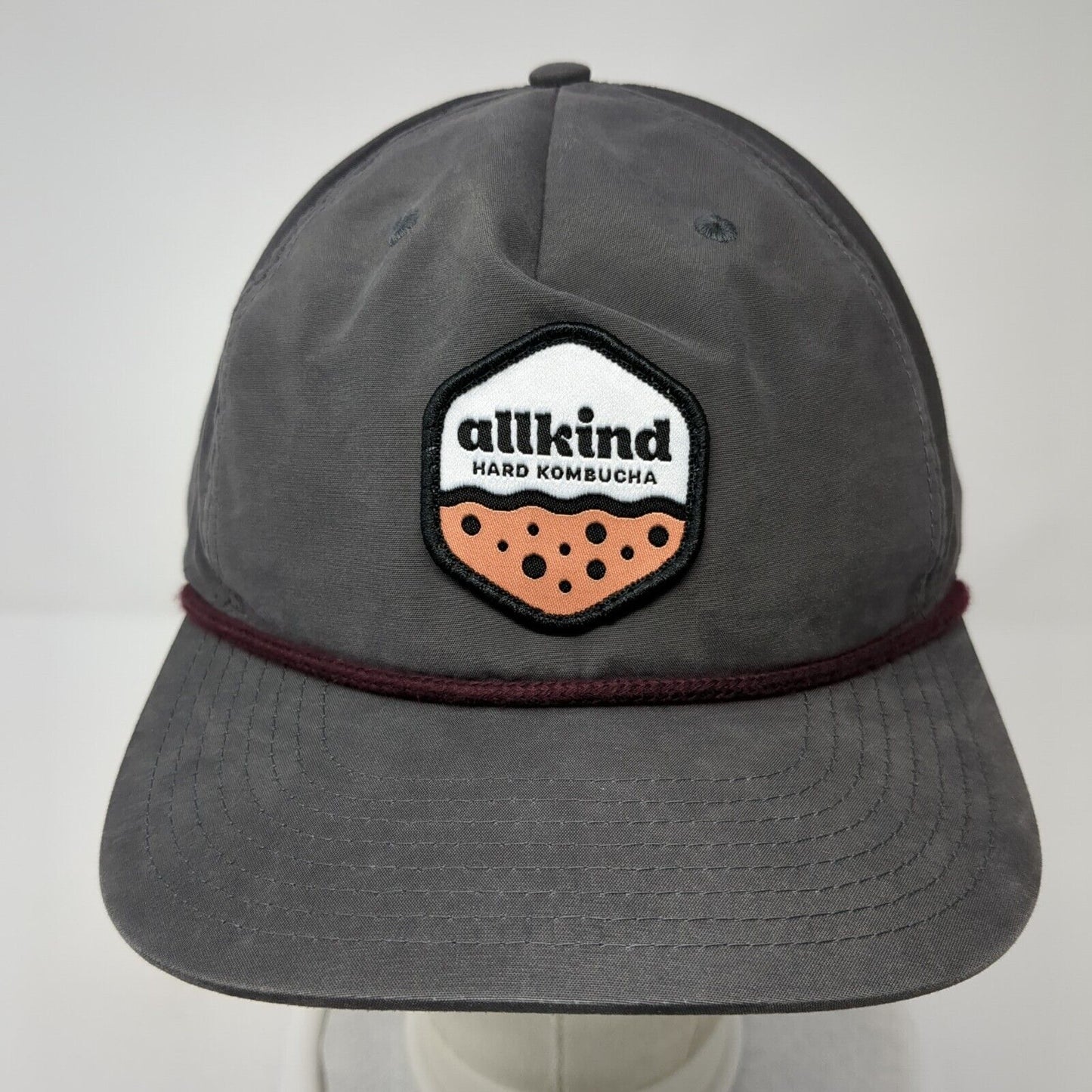 All Kind Hard Kombucha Snapback Rope Hat Gray One Size Adjustable