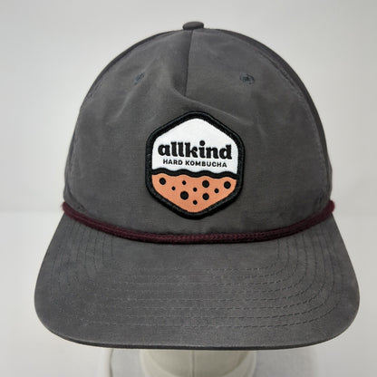 All Kind Hard Kombucha Snapback Rope Hat Gray One Size Adjustable