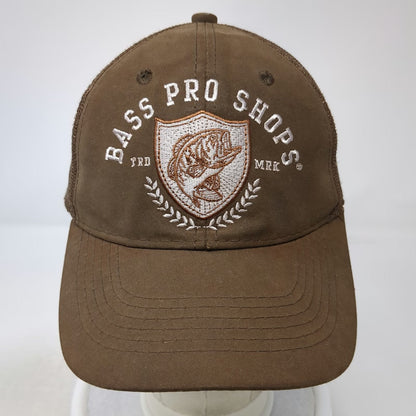 Bass Pro Shops Trucker Hat Brown One Size Mesh Back Fishing Logo Shield Snapback