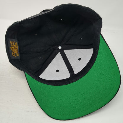Yupoong Snapback Black One Size Heartland Barber Worcester MA Hat Green Bottom