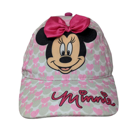 Disney Junior Toddler Girl's Minnie Mouse Strapback Hat Pink Gray Hearts Bow