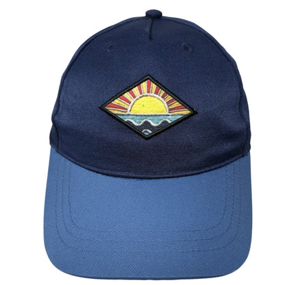 Sunset Strapback Hat Blue One Size Adjustable Embroidered Vented Holes 6 Panel