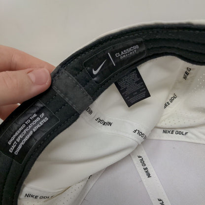 Nike Golf Fitted Hat White S/M Classic99 Dri-Fit Breathable Mesh 6 Panel