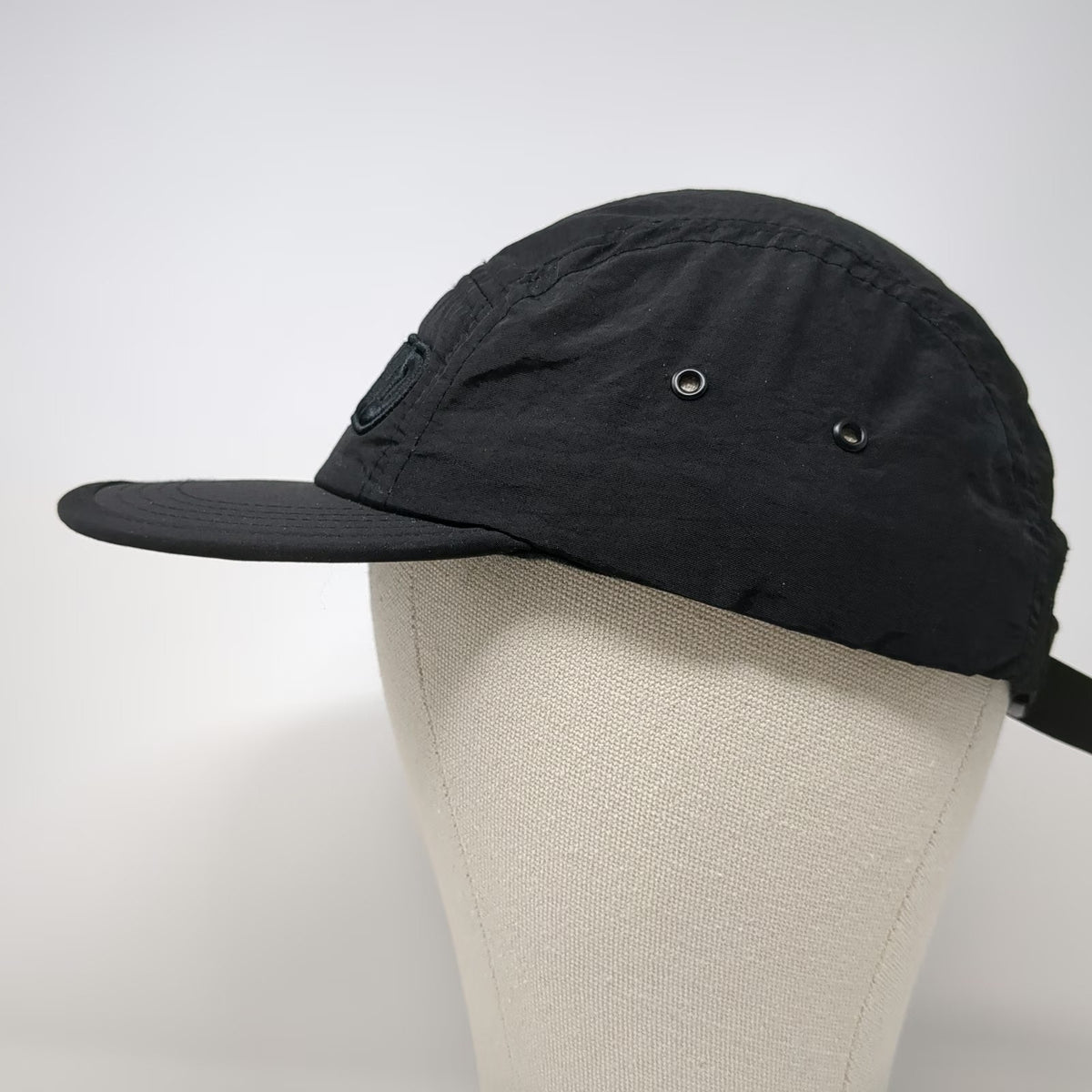 ATWYLD 5 Panel Hat Black One Size Flat Brim Slideback Tonal Logo Lightweight