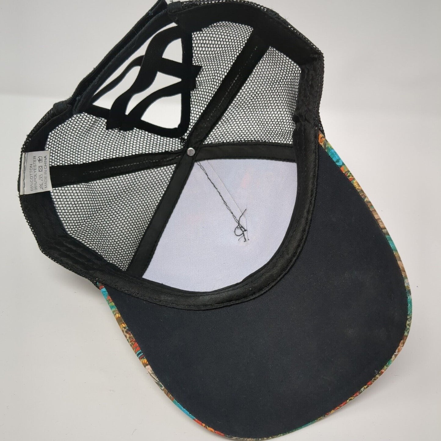 Steer Skull Strapback Trucker Hat Ponytail Multi One Size Mesh Back