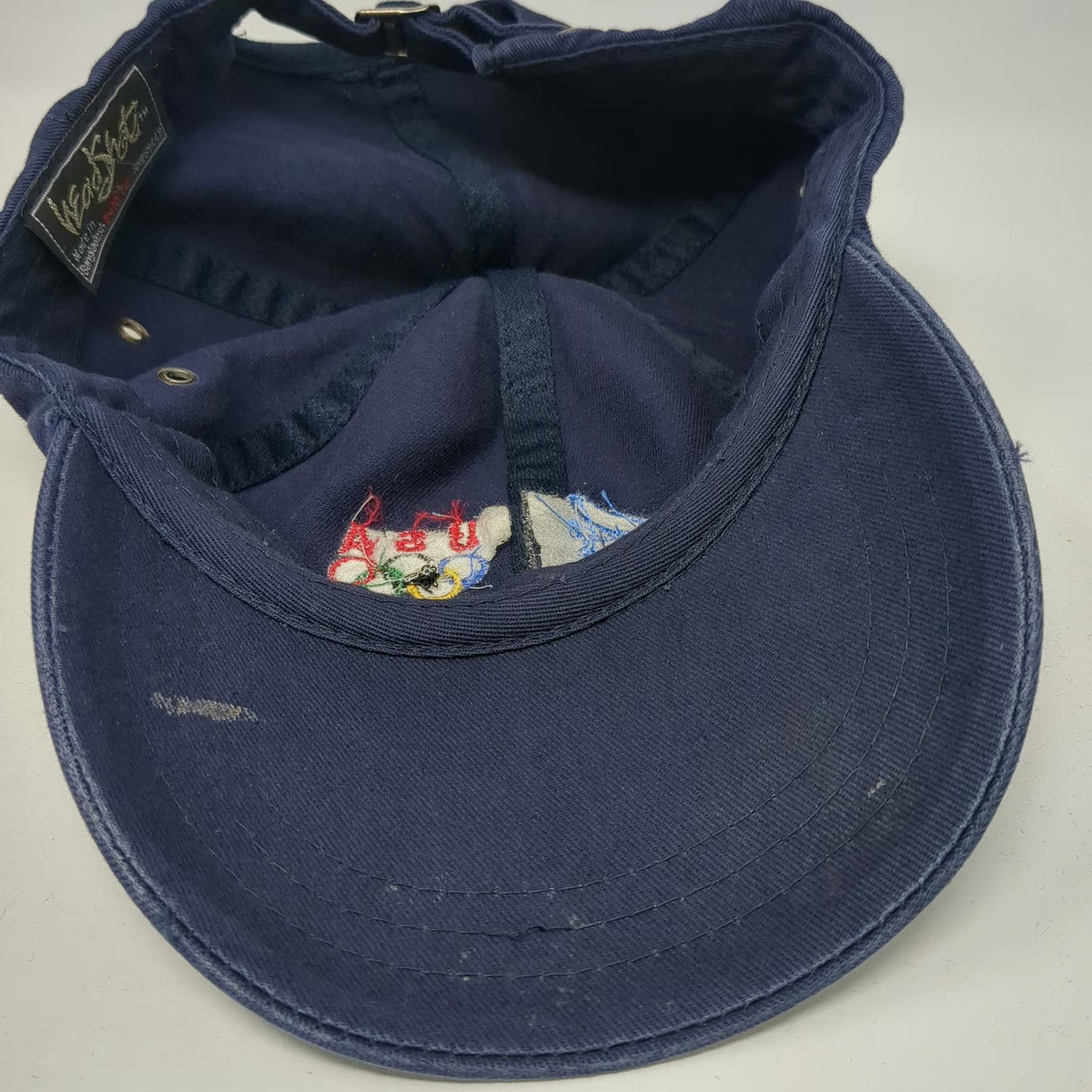 Head Shot Baseball Cap Blue One Size Qwest USA Olympic Logo Proud Partner Hat