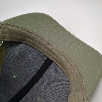 Richardson Trucker Hat Green One Size Leather Patch Mesh Back Snapback Farm Logo