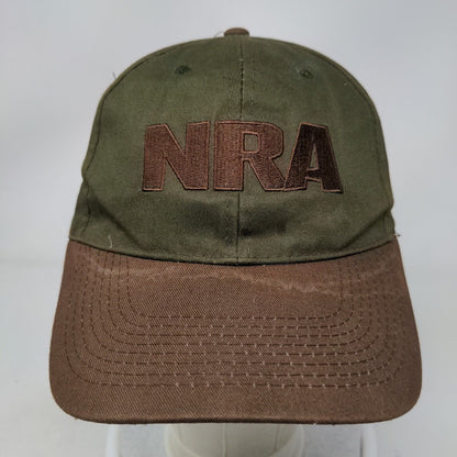 NRA Strapback Hat Green Brown Adjustable 58 CM Embroidered Logo 2nd Amendment