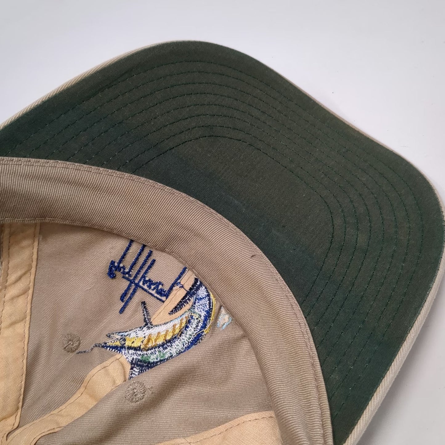Guy Harvey Baseball Cap Beige One Size Marlin Fishing Embroidery Strapback Hat