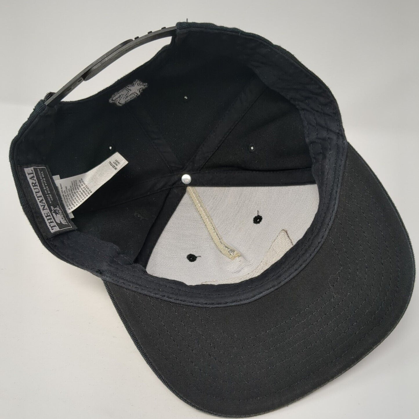 VANS Since 1996 Snapback Hat Black OS Adjustable Leather Patch 6 Panel Starter