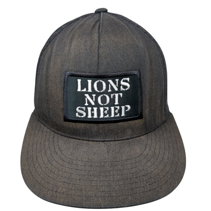 Lions Not Sheep Snapback Trucker Hat Black One Size Adjustable Mesh Back Yupoong