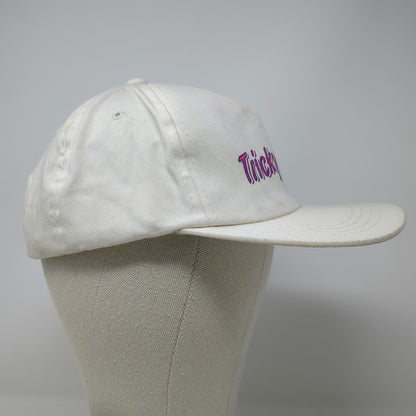 Yupoong 5 Panel White Hat One Size Tricky Tees Snapback Pink Purple Cotton