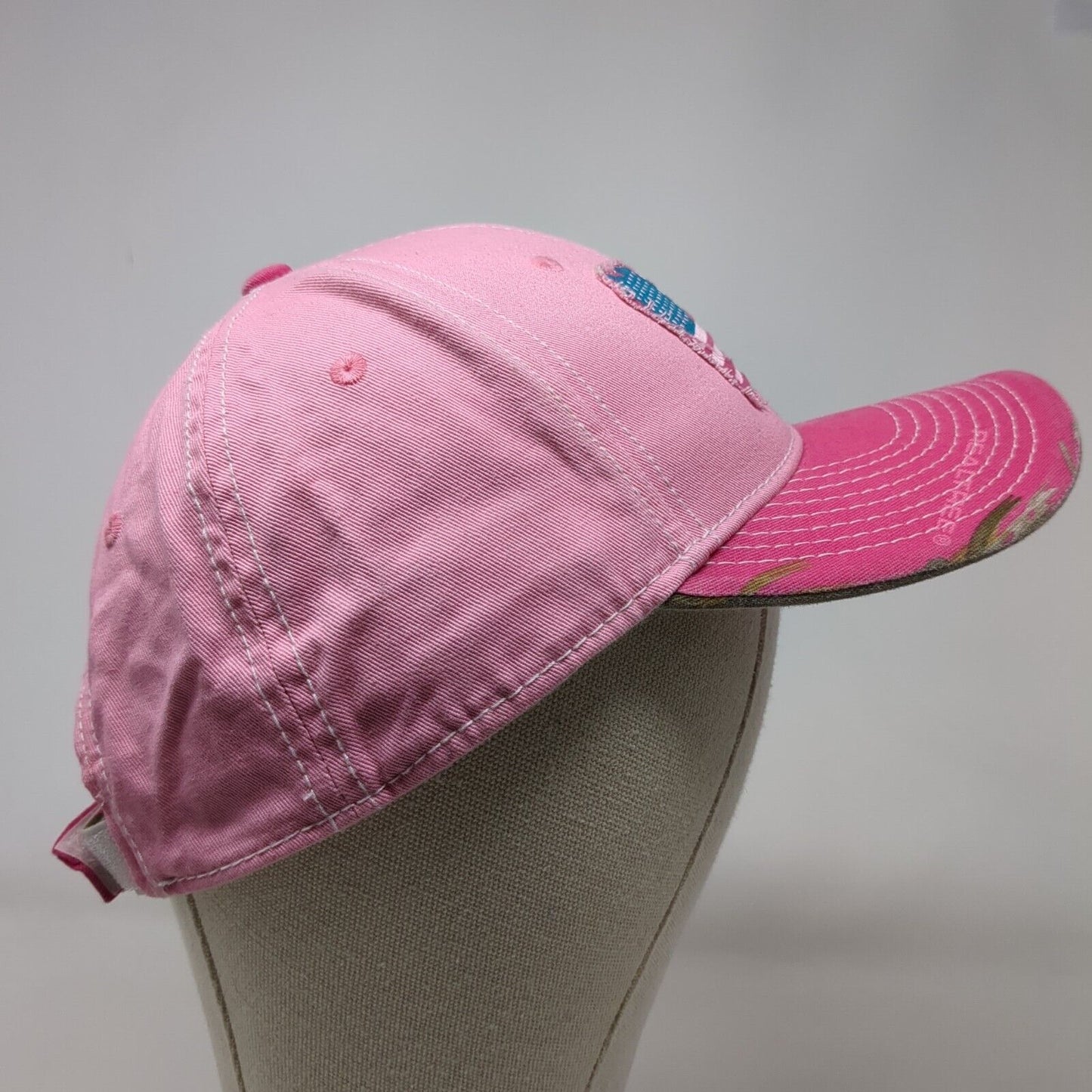 American Flag Strapback Hat Pink OS Adjustable Embroidered Patriotic Buck Wear