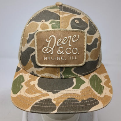 John Deere Trucker Hat Beige One Size Camo Mesh Snapback Patch Moline Illinois