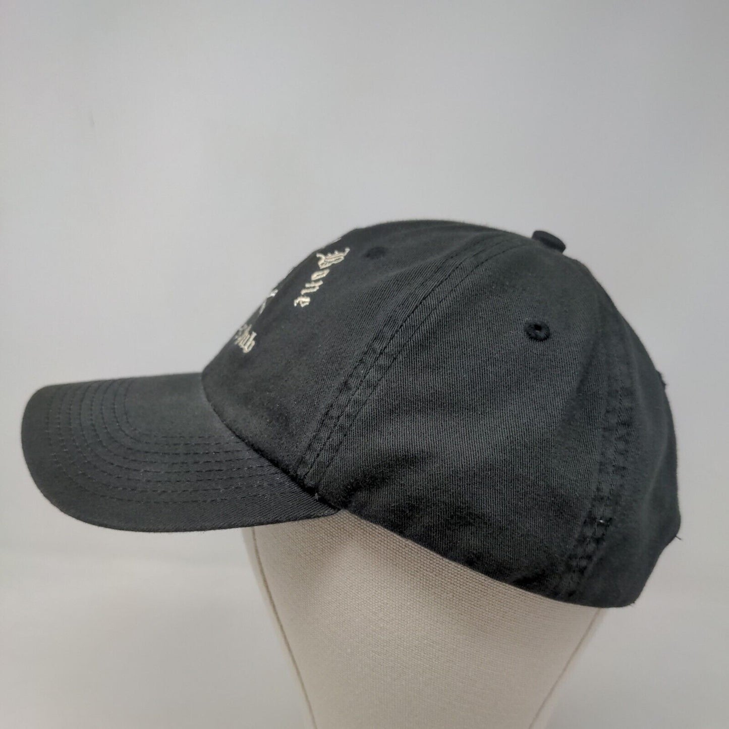 Fahrenheit Men's Slideback Hat Black Embroidered Peg Leg Pub Logo Cotton