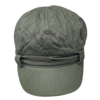 Army Cap Green One Size Quilted 100% Cotton Short Brim Stitched Casual Hat
