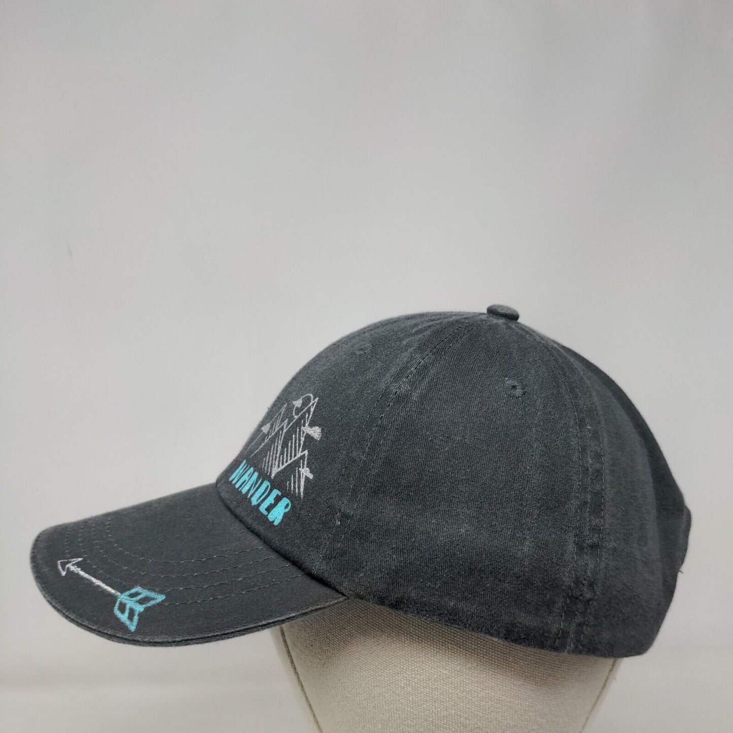 Wander Strapback Hat Gray One Size Adjustable Vented Holes 6 Panel Anvil Cotton