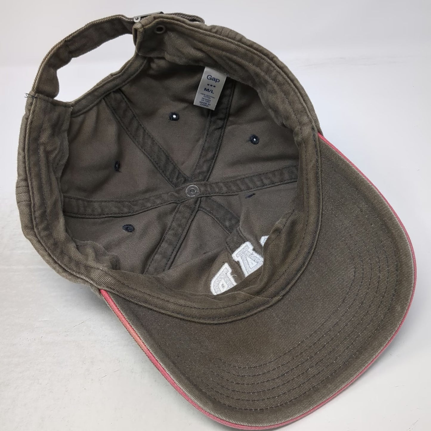 Gap Baseball Cap Brown Pink White L Adjustable Cotton Slideback Logo Hat